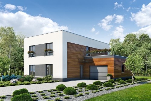 Projekt domu Przytulinka DM-6644, jednopiętrowy, bez podpiwniczenia, z garażem jednostanowiskowym - kolorystyka wersja 1