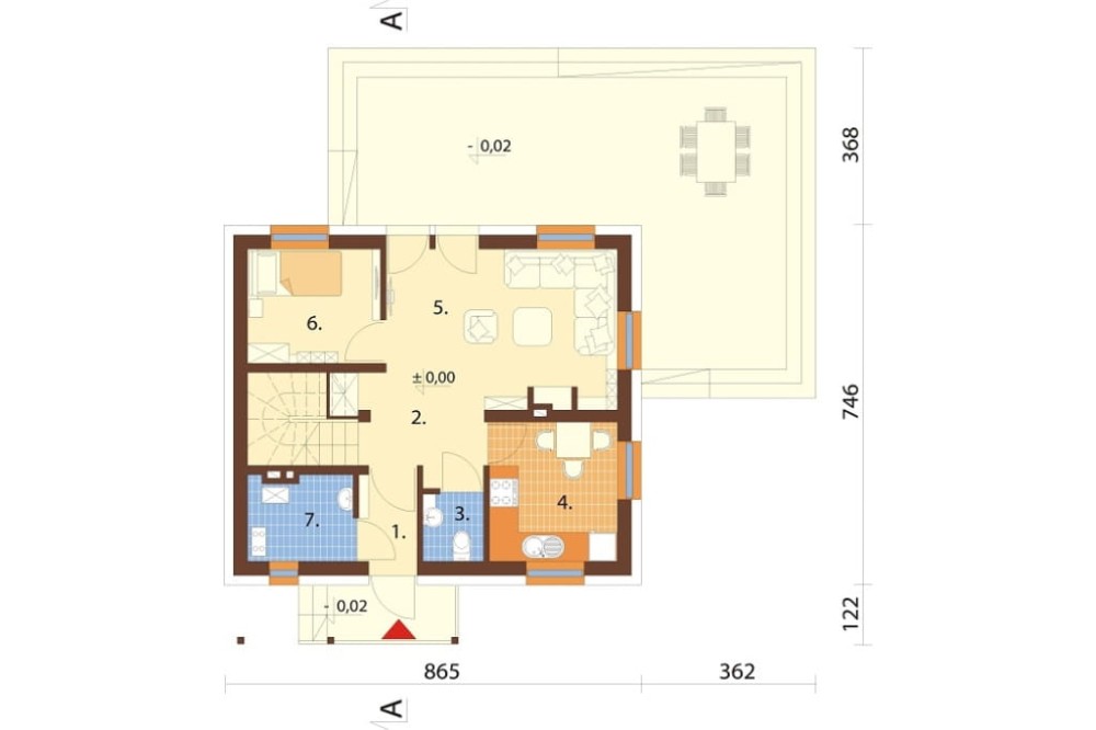 Projekt domu L-6190 D - rzut parteru