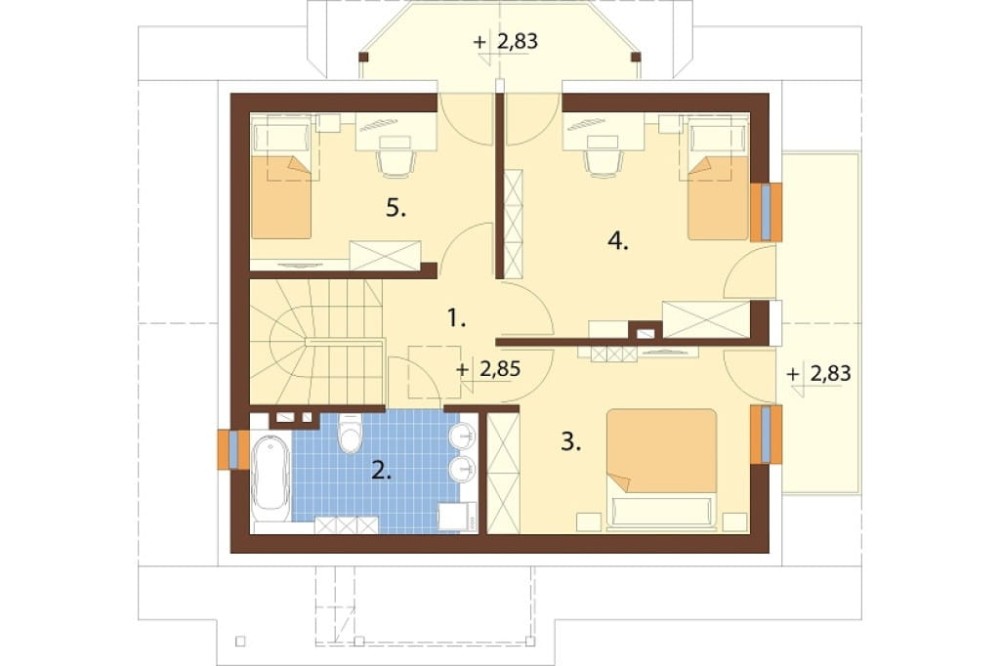 Projekt domu Turowice D2 L-6190 D2, parterowy, z poddaszem użytkowym, jednorodzinny, tradycyjny, bez garażu -rzut poddasza