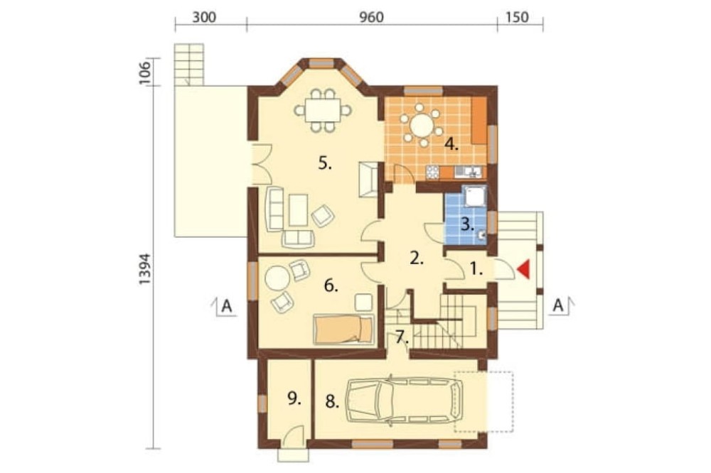 Projekt domu DM-6040 - rzut parteru
