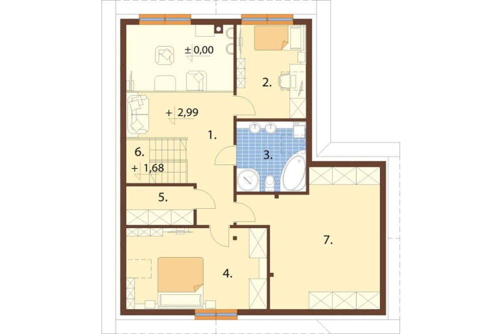 Projekt domu Conssat DM-6760,  parterowy z poddaszem użytkowym, garażem dwustanowiskowym - rzut poddasza