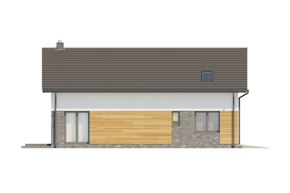 Projekt domu Conssat DM-6760,  parterowy z poddaszem użytkowym, garażem dwustanowiskowym - wizualizacja elewacji lewej