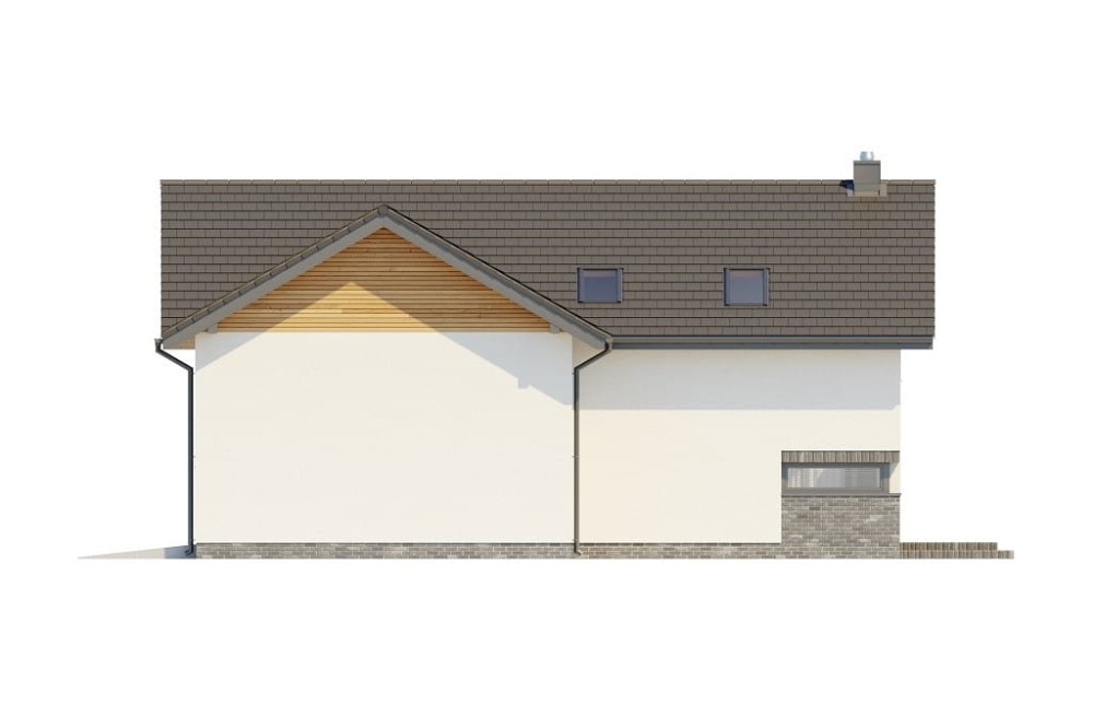 Projekt domu Conssat DM-6760,  parterowy z poddaszem użytkowym, garażem dwustanowiskowym - wizualizacja elewacji prawej