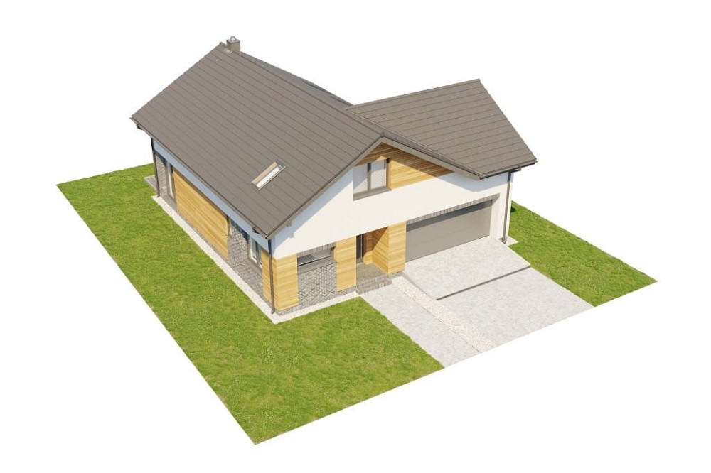 Projekt domu Conssat DM-6760,  parterowy z poddaszem użytkowym, garażem dwustanowiskowym - model