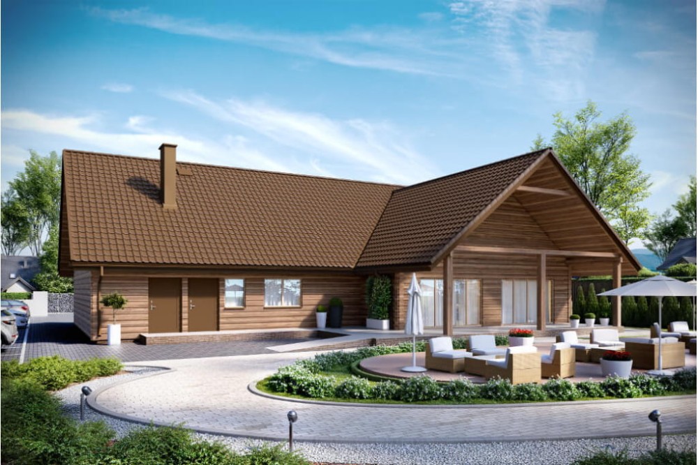 Projekt restauracji K-01 C, budynek parterowy, niepodpiwniczony - kolorystyka wersja 2