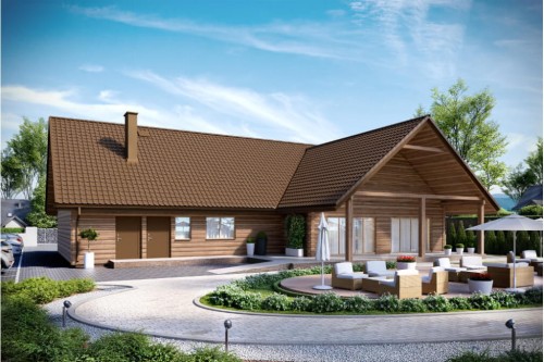 Projekt restauracji K-01 C, budynek parterowy, niepodpiwniczony - kolorystyka wersja 2