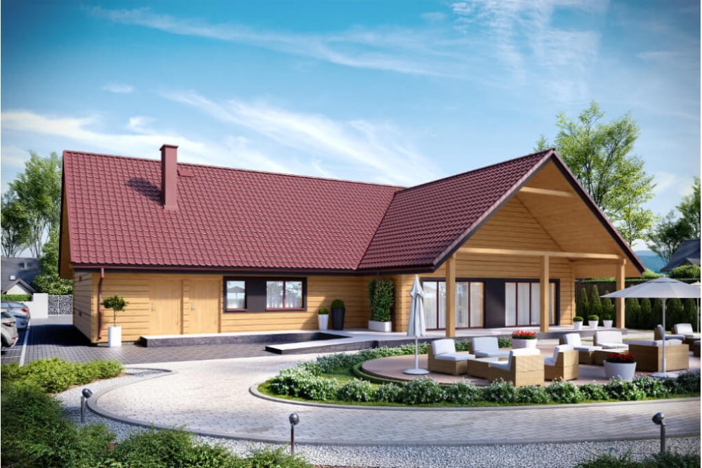 Projekt restauracji K-01 C, budynek parterowy, niepodpiwniczony - kolorystyka wersja 3