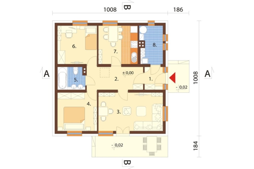Projekt domu Bzowo N DM-6101 N, parterowy, bez garażu, bez podpiwniczenia - rzut parteru