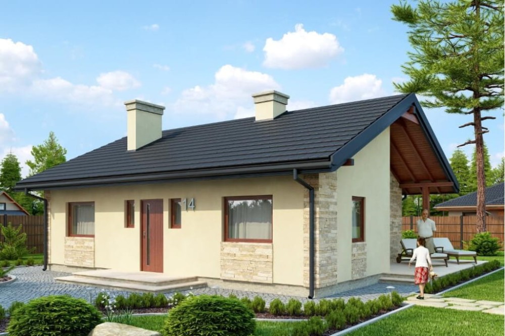 Projekt domu Serock N DM-6306 N, parterowy, bez garażu, bez podpiwniczenia - kolorystyka wersja 1