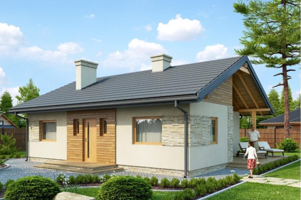 Projekt domu Serock N DM-6306 N, parterowy, bez garażu, bez podpiwniczenia - kolorystyka wersja 2