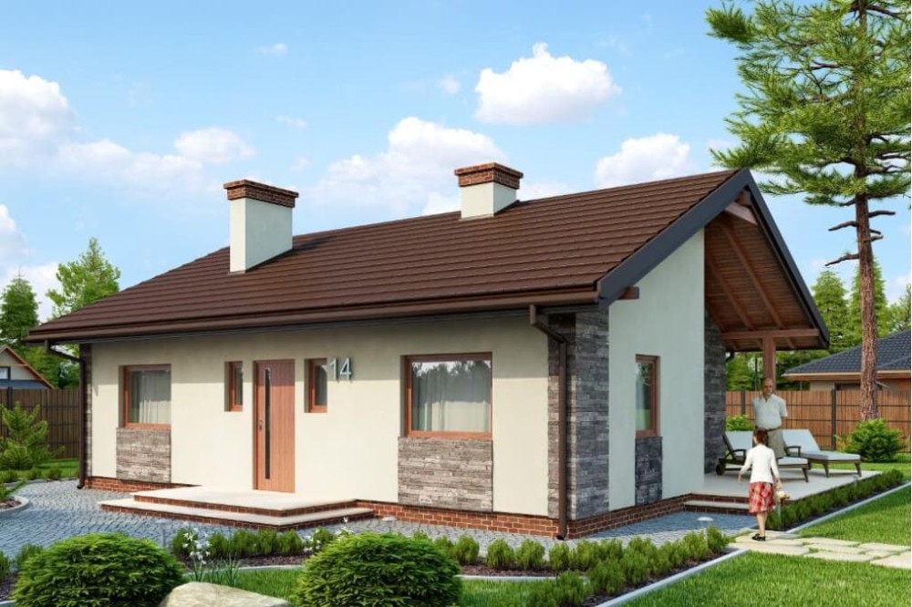 Projekt domu Serock N DM-6306 N, parterowy, bez garażu, bez podpiwniczenia - kolorystyka wersja 4
