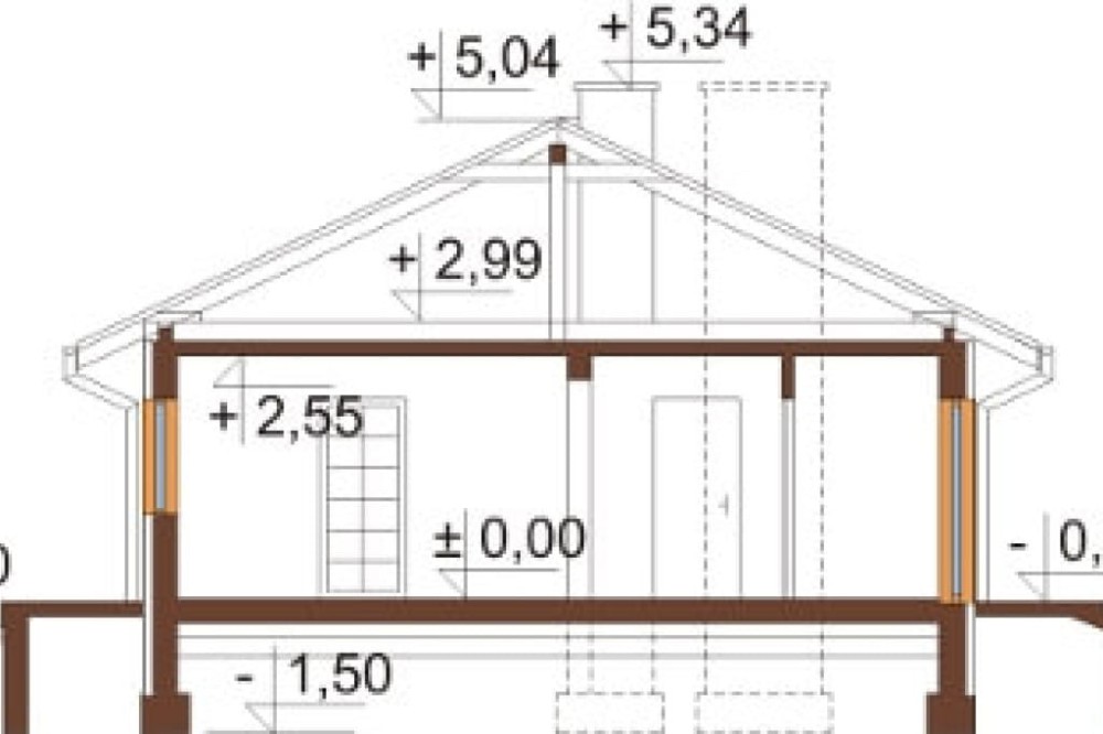 Projekt domu Serock N DM-6306 N, parterowy, bez garażu, bez podpiwniczenia - przekrój A-A