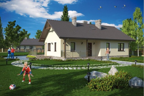 Projekt domu Paniewo L-6319, parterowy bez podpiwniczenia i bez garażu-kolorystyka wersja 1