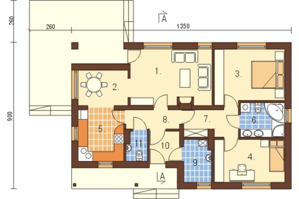 Projekt domu Paniewo L-6319, parterowy bez podpiwniczenia i bez garażu - rzut parteru