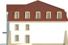 Projekt hotelu K-74, dwupiętrowy, podpiwniczony, bez garażu - elewacja prawa