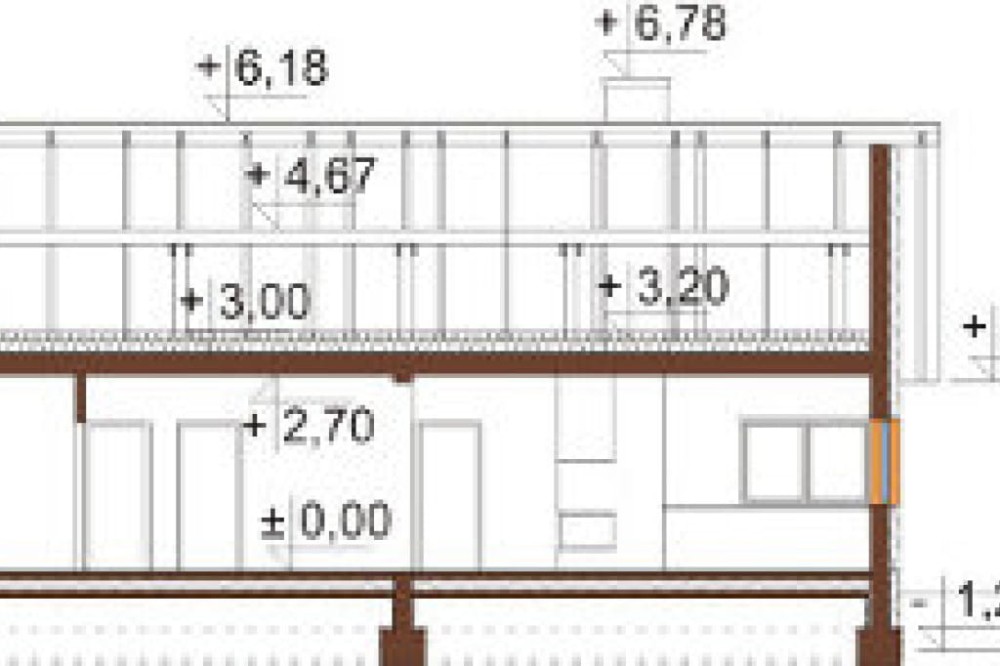 Projekt domu Sosnowice DM-6558, parterowy z garażem dwustanowiskowym, bez podpiwniczenia - przekrój A-A