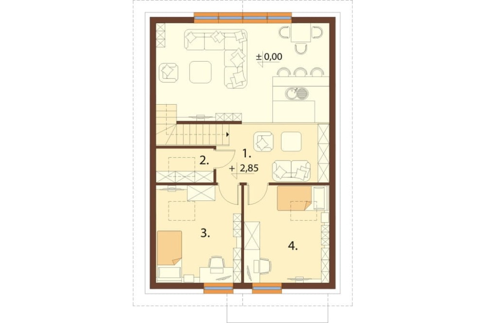 Projekt domu Orea DM-6785, parterowy z poddaszem użytkowym, bez garażu, bez podpiwniczenia - rzut antresoli