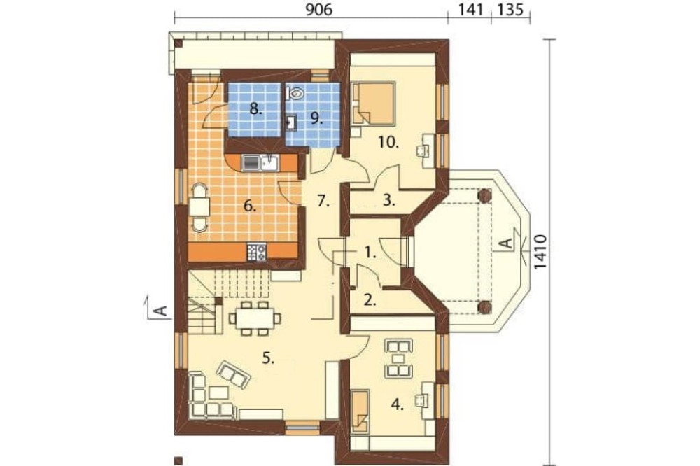 Projekt domu Lipnica DM-5502, parterowy z poddaszem mieszkalnym, bez podpiwniczenia  - rzut parteru