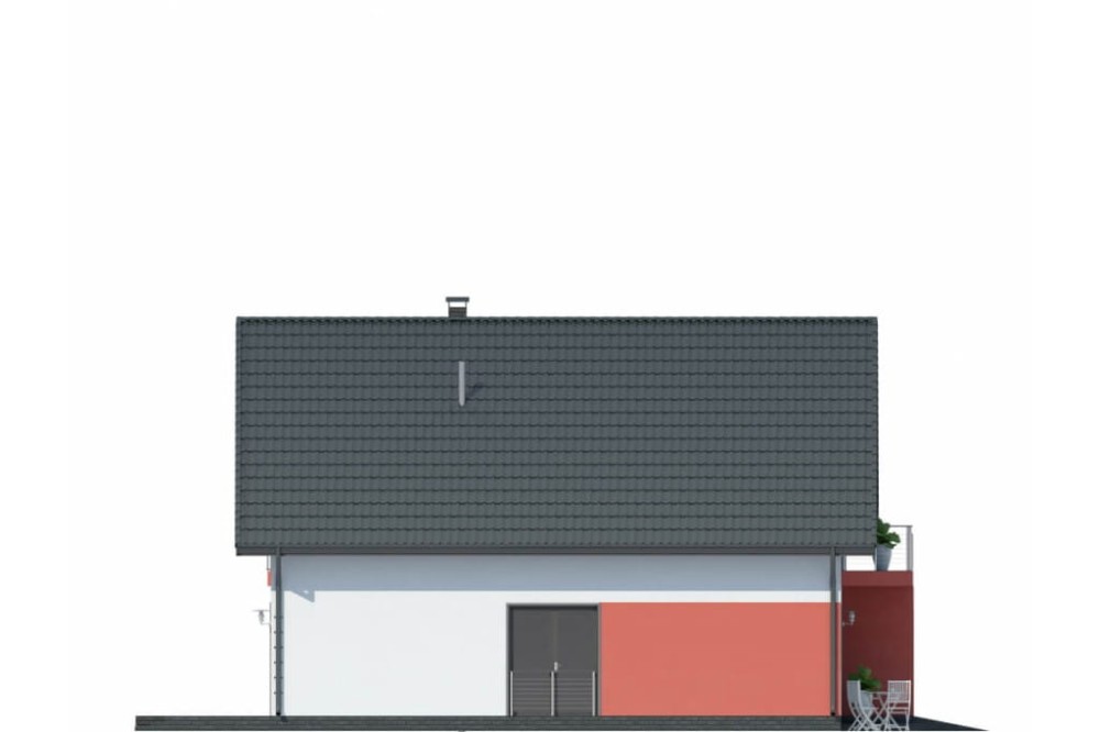 Projekt domu Kufea DM-6623, parterowy z poddaszem użytkowym, jednorodzinny, tradycyjny, z garażem, bez podpiwniczenia - elewacja lewa
