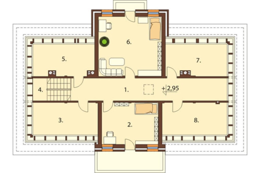 Projekt domu Lubawa DM-6513, parterowy z poddaszem użytkowym, jednorodzinny, dworkowy, z garażem jednostanowiskowym, bez podpiwniczenia - rzut poddasza