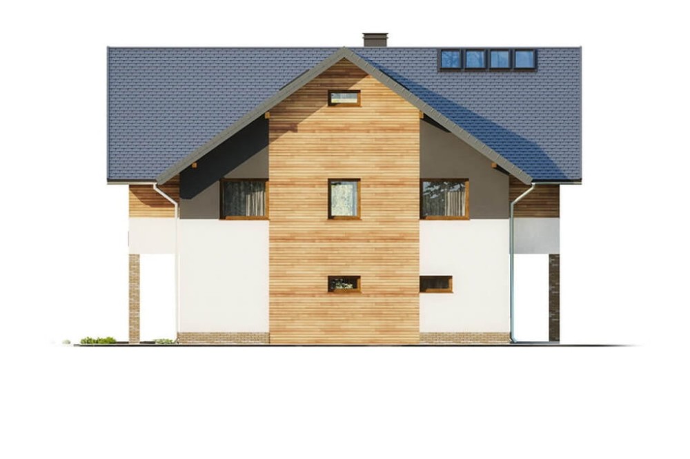 Projekt motelu K-61 C, piętrowy z poddaszem użytkowym, niepodpiwniczony, bez garażu - elewacja prawa