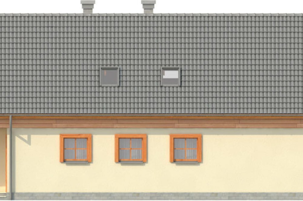 Projekt domu Bursztynów DM-6310, parterowy z poddaszem użytkowym, z garażem jednostanowiskowym, bez podpiwniczenia - elewacja prawa