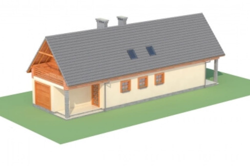 Projekt domu Bursztynów DM-6310, parterowy z poddaszem użytkowym, z garażem jednostanowiskowym, bez podpiwniczenia - model