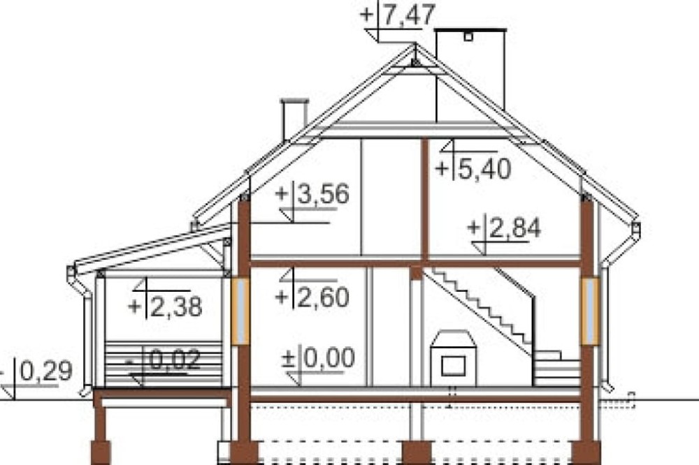 Projekt domu L-6500 - przekrój