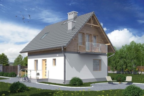 Projekt domu Płońsk C L-5582 C, parterowy, z poddaszem użytkowym, tradycyjny, bez garażu-kolorystyka wersja 2