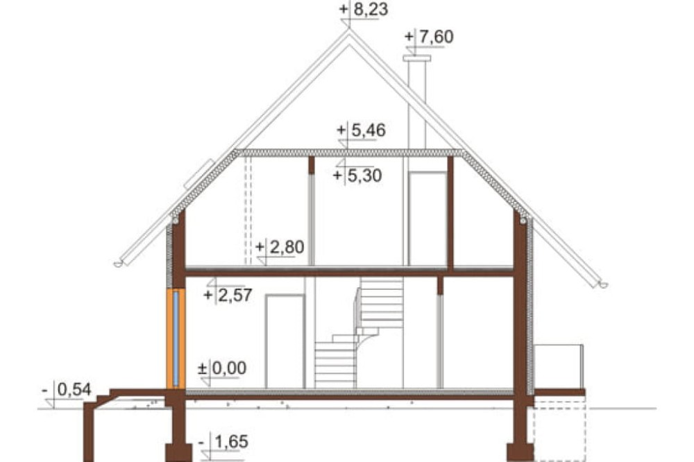 Projekt domu DM-6517 - przekrój A-A