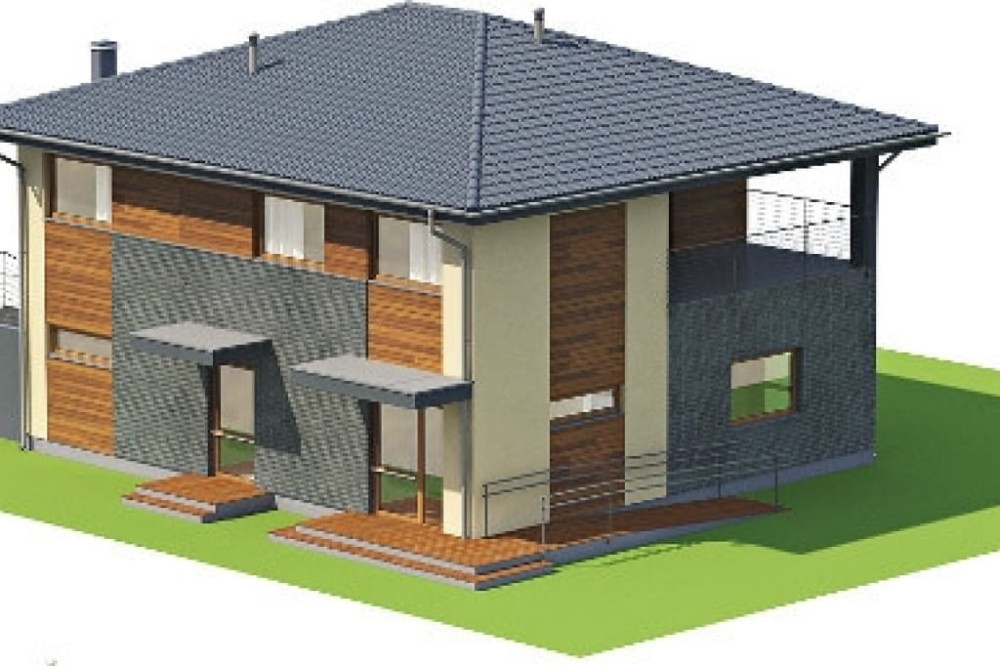 Projekt budynku usługowo-mieszkalnego K-105, budynek piętrowy, bez podpiwniczenia - model