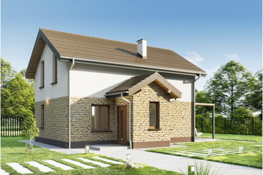 Projekt domu Ones DM-6774,parterowy z poddaszem użytkowym, jednorodzinny, tradycyjny, bez garażu, bez podpiwniczenia-kolorystyka wersja 3