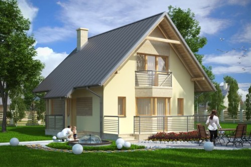 Projekt domu Różanów DM-6122, parterowy z poddaszem użytkowym, jednorodzinny, tradycyjny, bez podpiwniczenia i bez garażu-kolorystyka wersja 1