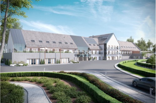 Projekt hotelu K-81, niepodpiwniczony, trzykondygnacyjny, ze strychem - kolorystyka wersja 1
