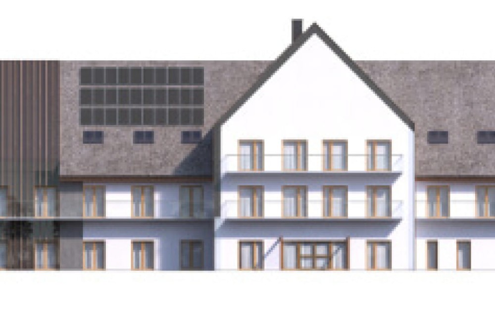 Projekt hotelu K-81, niepodpiwniczony, trzykondygnacyjny, ze strychem - elewacja frontowa