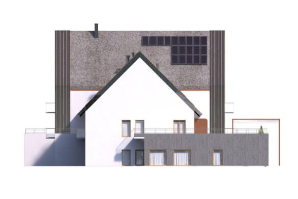 Projekt hotelu K-81, niepodpiwniczony, trzykondygnacyjny, ze strychem - elewacja lewa