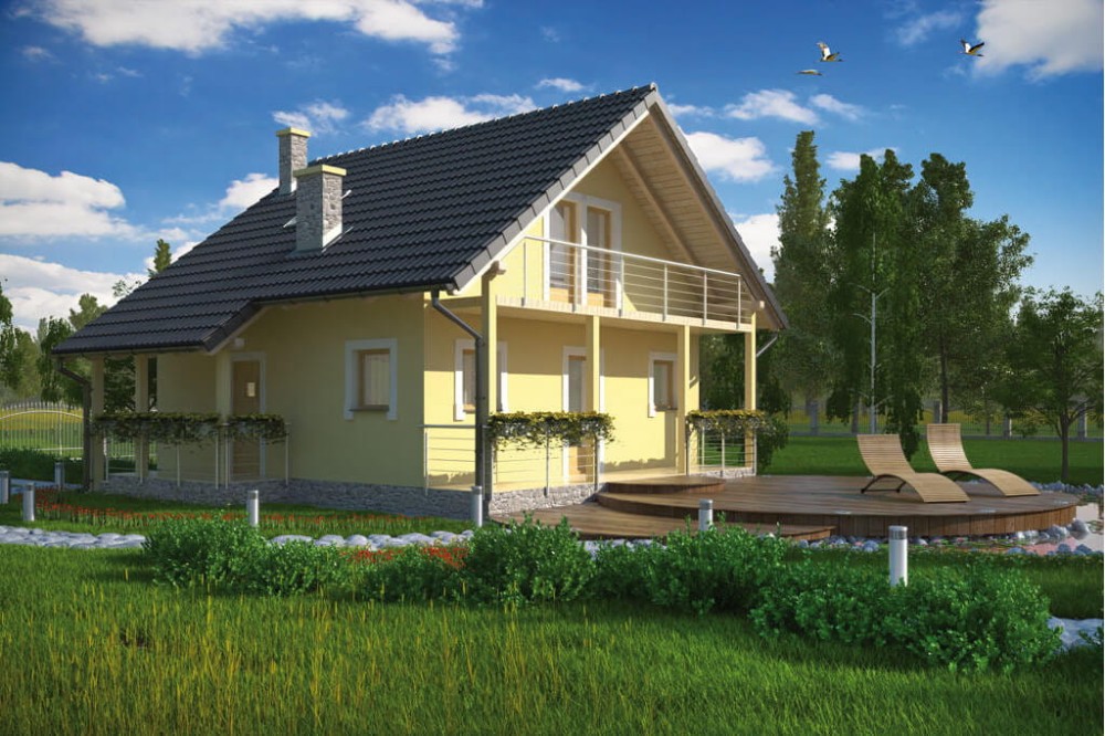 Projekt domu Nobliny L-6223, parterowy, z poddaszem użytkowym, jednorodzinny, tradycyjny, bez garażu, bez podpiwniczenia-kolorystyka wersja 3