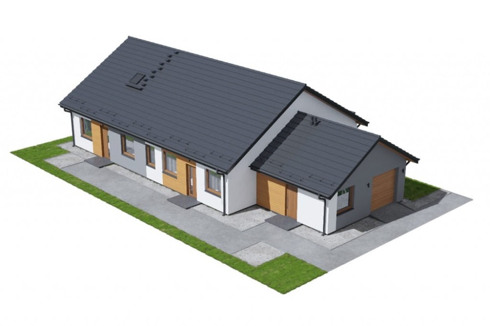 Projekt domu Liger DM-6730, dwulakalowy, parterowy, niepodpiwniczony, z garażem jednostanowiskowym - model