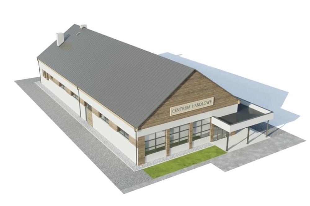 Projekt budynku handlowego  K-127, parterowy, niepodpiwniczony, bez garażu - model