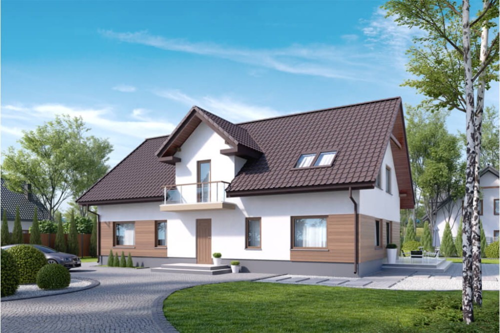 Projekt domu Makowo DM-6531, parterowy z poddaszem, bez garażu, niepodpiwniczony - kolorystyka wersja 2