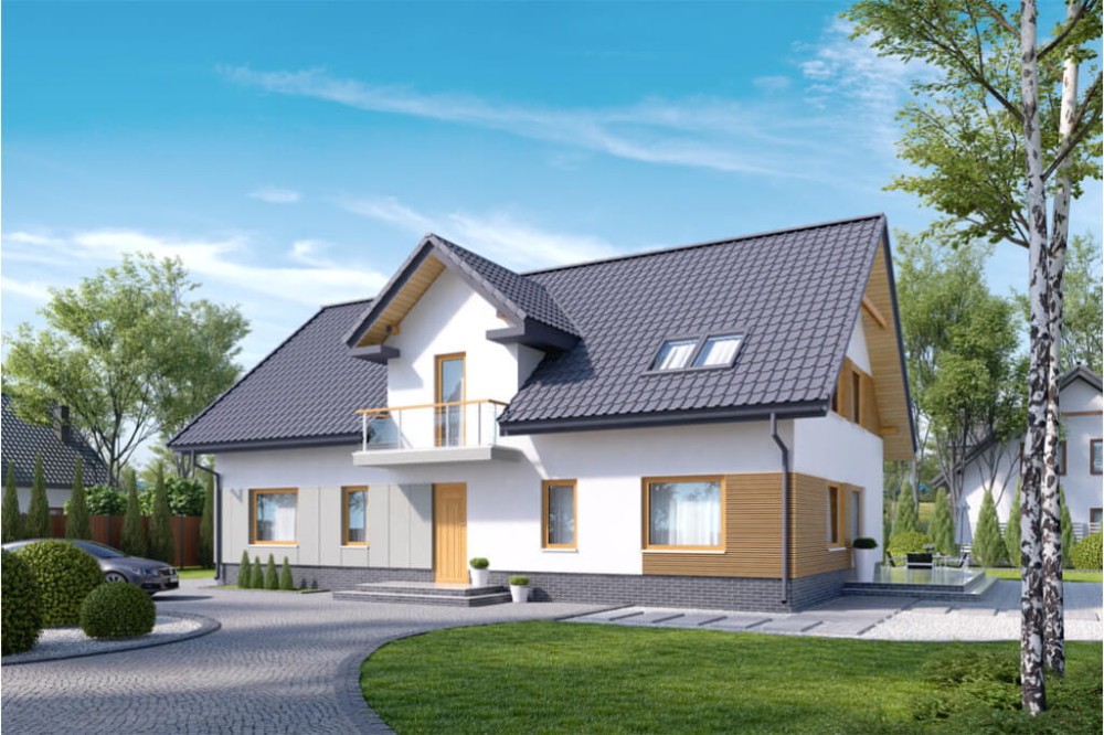 Projekt domu Makowo DM-6531, parterowy z poddaszem, bez garażu, niepodpiwniczony - kolorystyka wersja 3