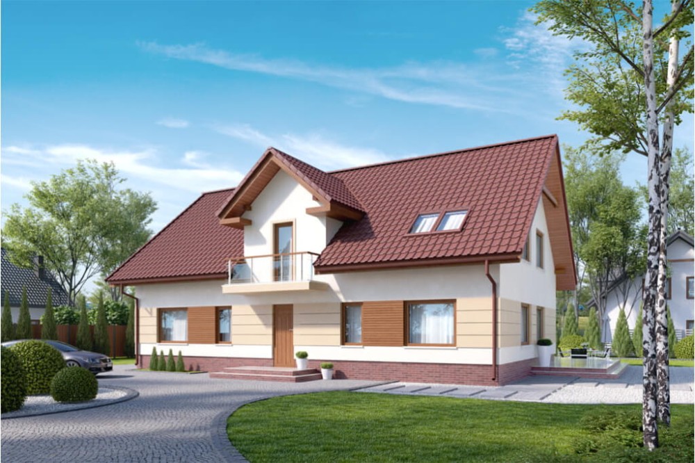 Projekt domu Makowo DM-6531, parterowy z poddaszem, bez garażu, niepodpiwniczony - kolorystyka wersja 4