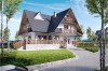 Projekt domu Zakopane DM-6551, piętrowy z poddaszem mieszkalnym, podpiwniczony, z garażem - kolorystyka wersja 1