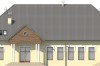Projekt domu weselnego K-42, parterowy z antresolą, bez podpiwniczenia, bez garażu - elewacja frontowa