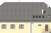 Projekt domu weselnego K-42, parterowy z antresolą, bez podpiwniczenia, bez garażu - elewacja ogrodowa