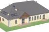 Projekt domu weselnego K-42, parterowy z antresolą, bez podpiwniczenia, bez garażu - model