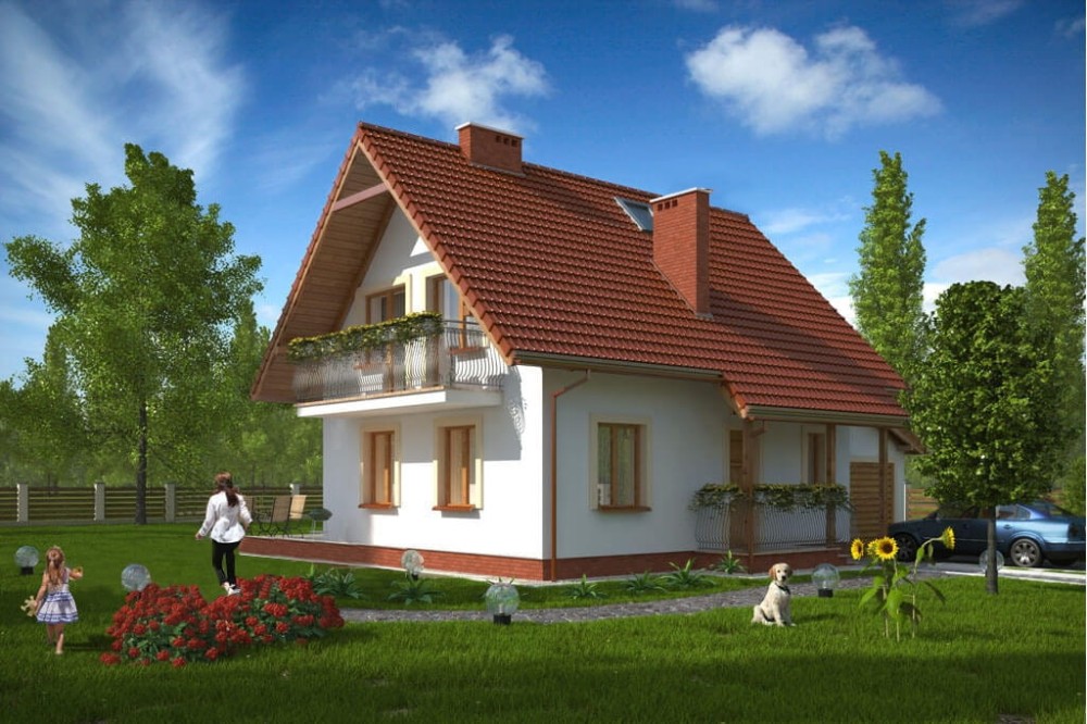 Projekt domu Turowice B DM-6190 B, parterowy, z poddaszem użytkowym, jednorodzinny, tradycyjny, z garażem, z podpiwniczeniem-kolorystyka wersja 3