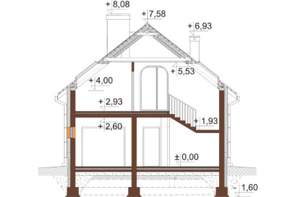 Projekt domu DM-6568 - przekrój A-A