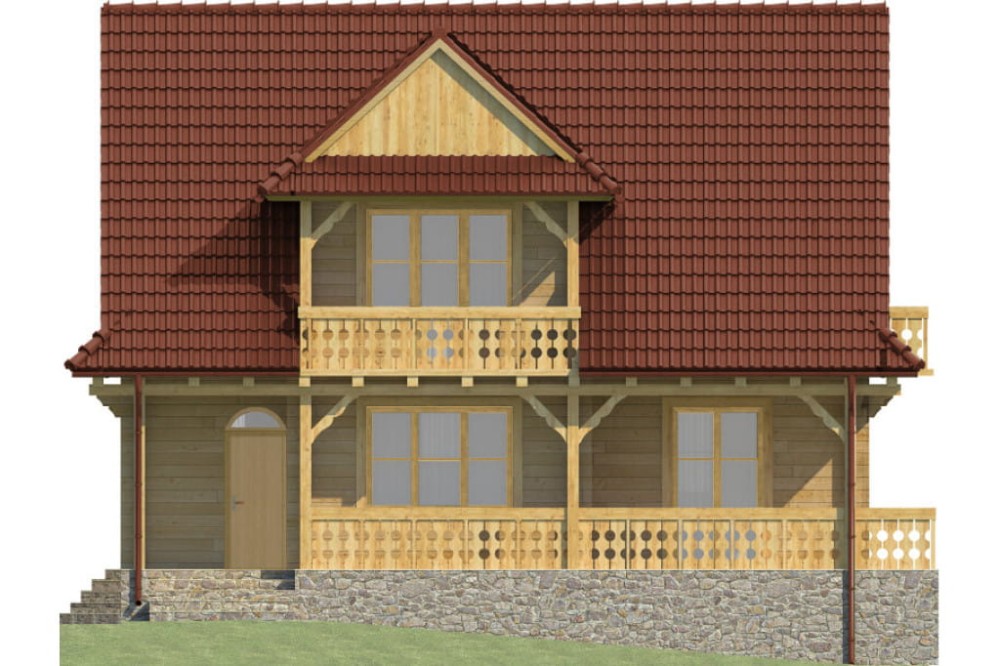 Projekt domu Szarotki DM-6575,  parterowy z poddaszem mieszkalnym, bez podpiwniczenia - elewacja frontowa