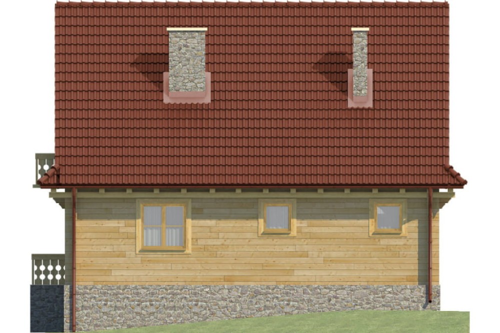 Projekt domu Szarotki DM-6575,  parterowy z poddaszem mieszkalnym, bez podpiwniczenia - elewacja ogrodowa